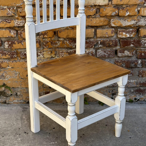 Silla Torneada Pino Pintada Asiento Caoba | Basket Shop