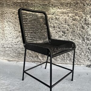 Silla Tulum Negra Eco – Caño y Yute | Basket Shop