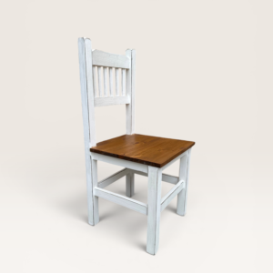 Silla de Pino Blanca Asiento Caoba | Basket Shop