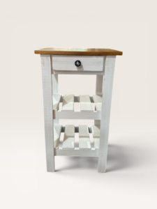 Mesa de Luz Blanca Tapa Cera Tirador Cerámica | Basket