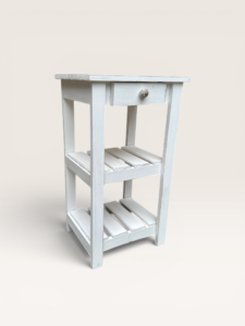 Mesa de Luz Blanca con 2 Estantes Cerámica | Basket