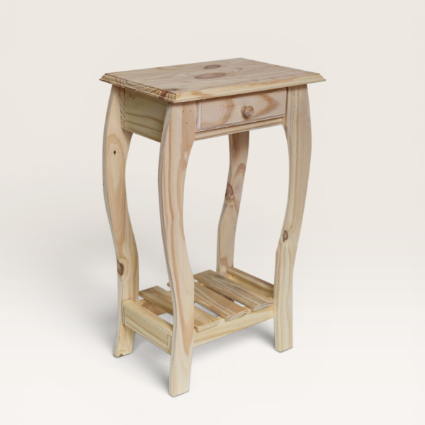 Mesa Perla Pata Curva Pino Natural 40 cm | Basket Shop