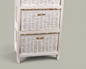 Cajonera Patinada Blanca 3 Canastos | Basket Shop