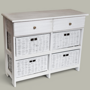 Cómoda 4 Cajones Mimbre + 2 Madera 95 cm | Basket Shop