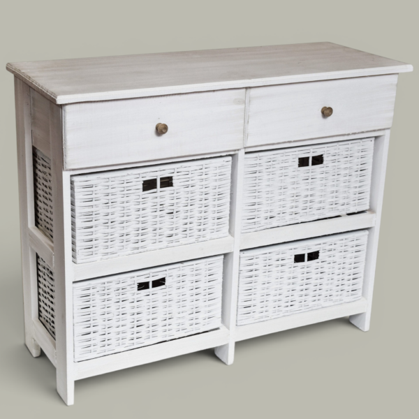 Cajonera x 4 Cajones Mimbre + 2 Madera 95 cm | Basket Shop