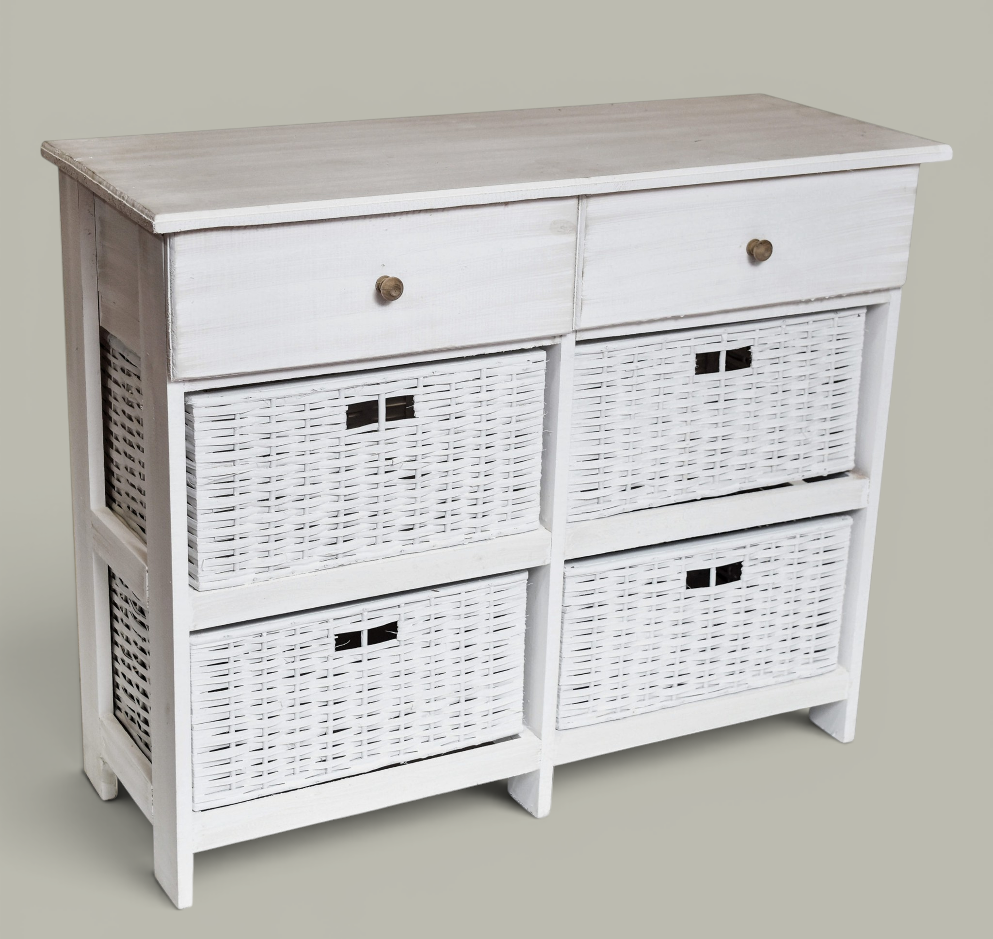 Cómoda 4 Cajones Mimbre + 2 Madera 95 cm | Basket Shop
