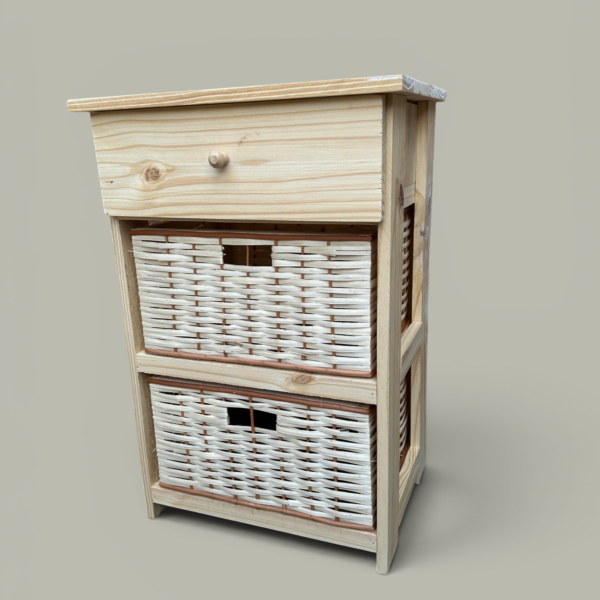 Cajonera de mimbre + 1 cajon madera 2 Cajones | Basket Shop