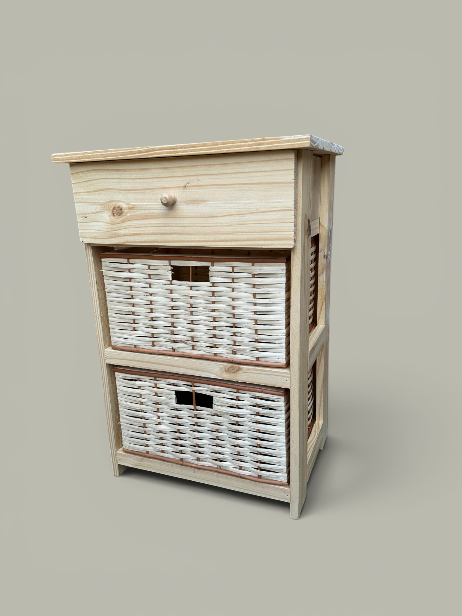 Cajonera de mimbre + 1 cajon madera 2 Cajones | Basket Shop