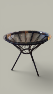 Mesa Acapulco Tejido PVC 40 cm con Vidrio | Basket Shop
