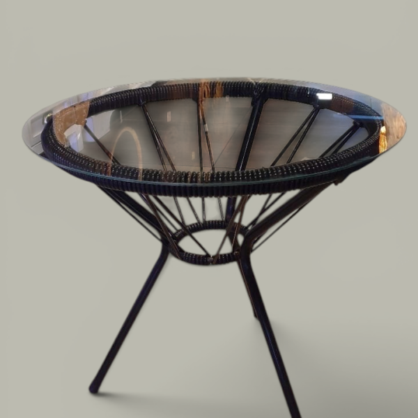 Mesa Acapulco Tejido PVC 40 cm con Vidrio | Basket Shop