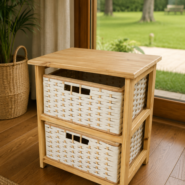 Cajonera 2 Cajones Suncho – Crudo | Basket Shop