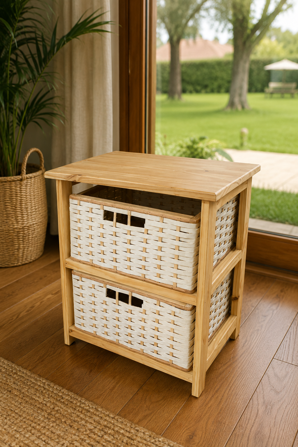 Cajonera 2 Cajones Suncho – Crudo | Basket Shop