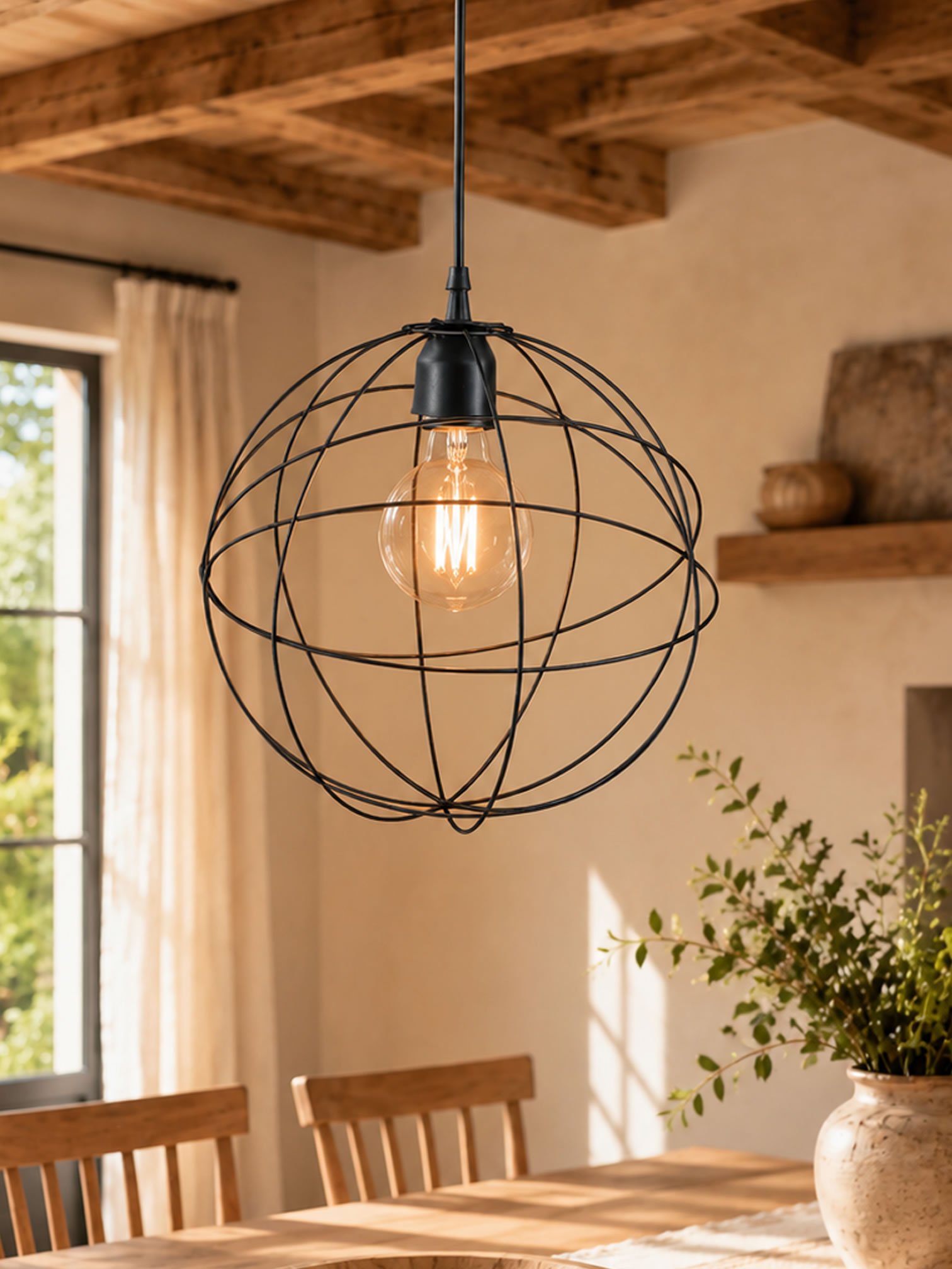 Lámpara Colgante de Hierro 50 cm Negro o Cobre | Basket