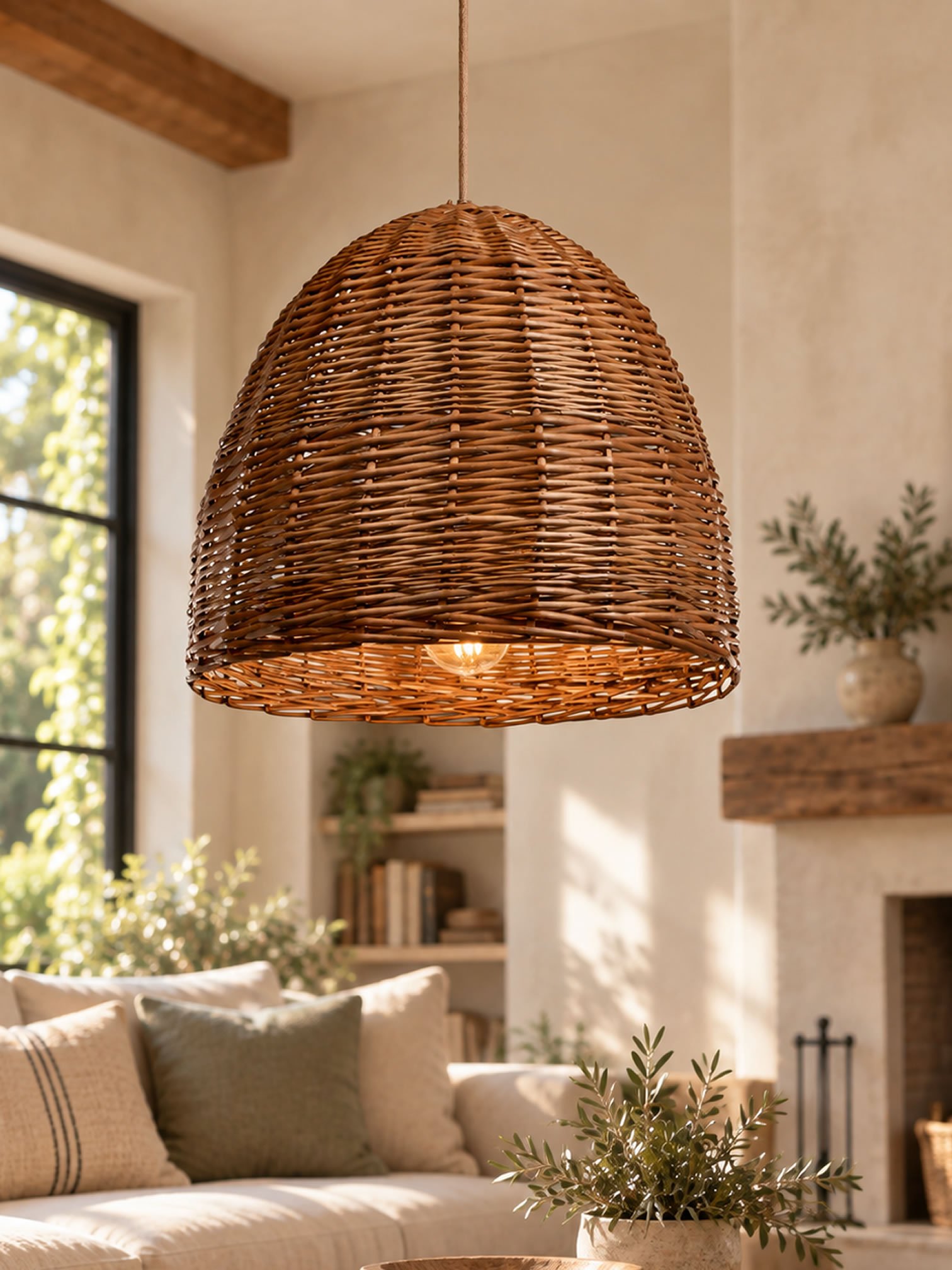 Lámpara Colgante de Mimbre 40×30 cm | Basket Shop