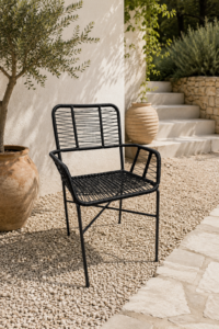 Sillón Cirilo Negro – Caño y Yute | Basket Shop