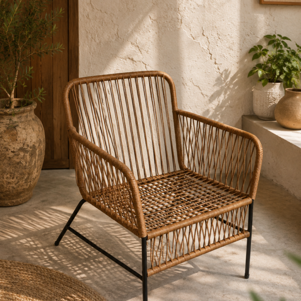 Sillón Cuadrado Símil Yute – Caño | Basket Shop
