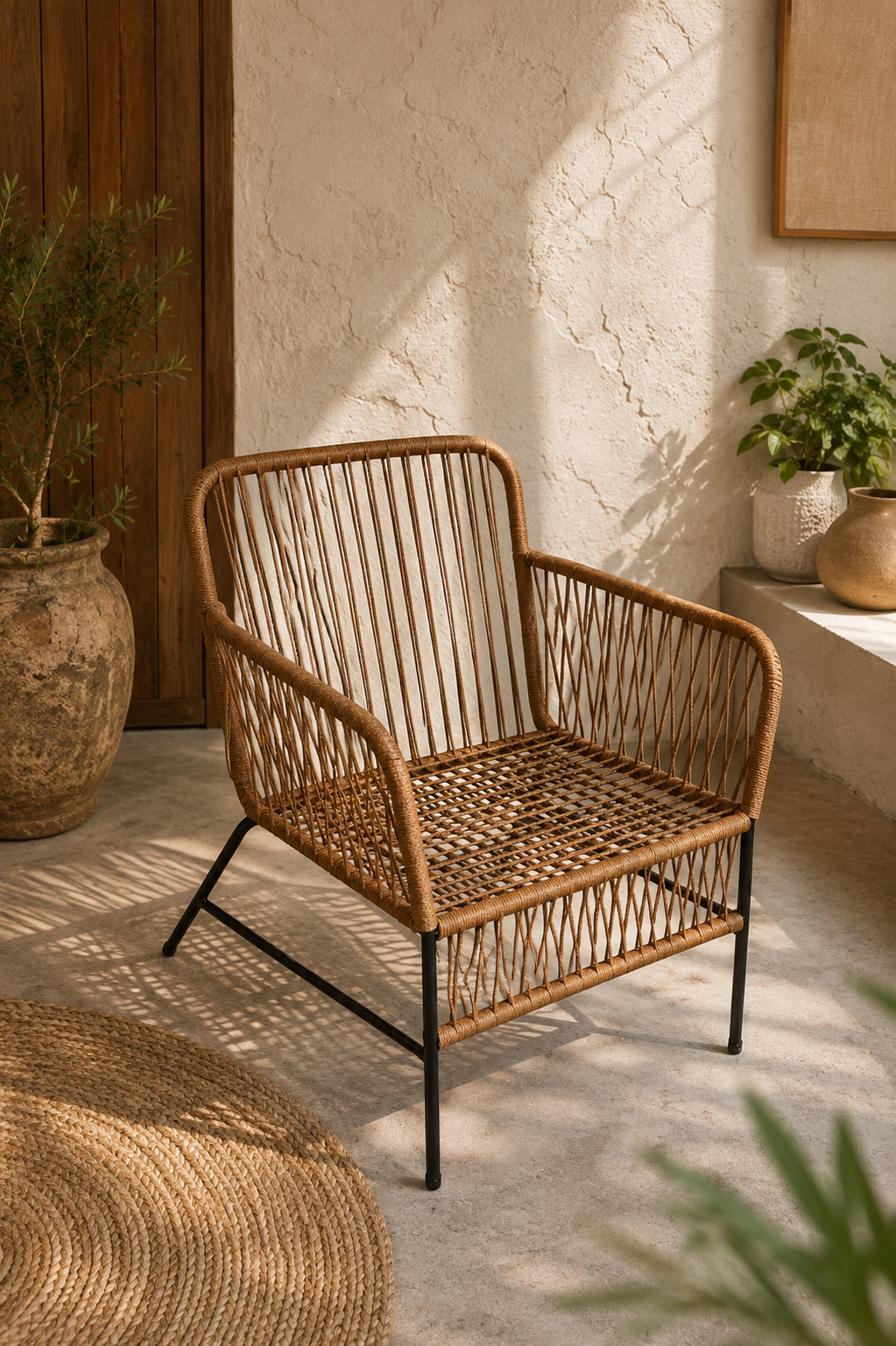 Sillón Cuadrado Símil Yute – Caño | Basket Shop