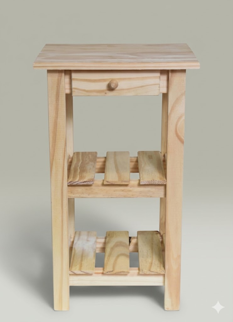 Mesa Olivia Pata Recta Pino Natural 40 cm | Basket Shop