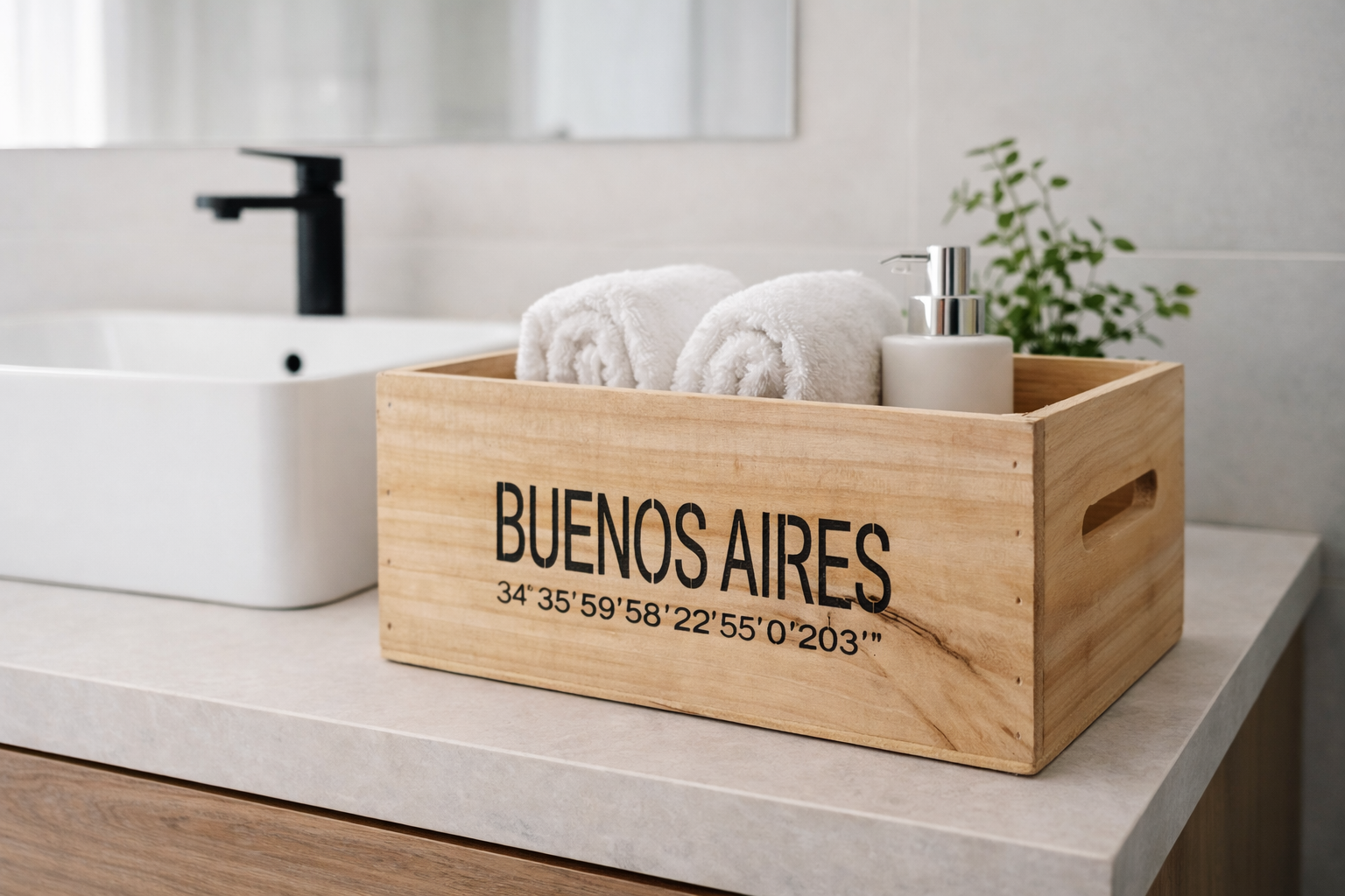Caja de Madera Buenos Aires Chica Natural 20 cm | Basket