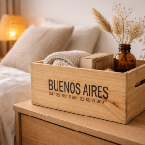 Caja de Madera Buenos Aires Mediana Natural | Basket Shop