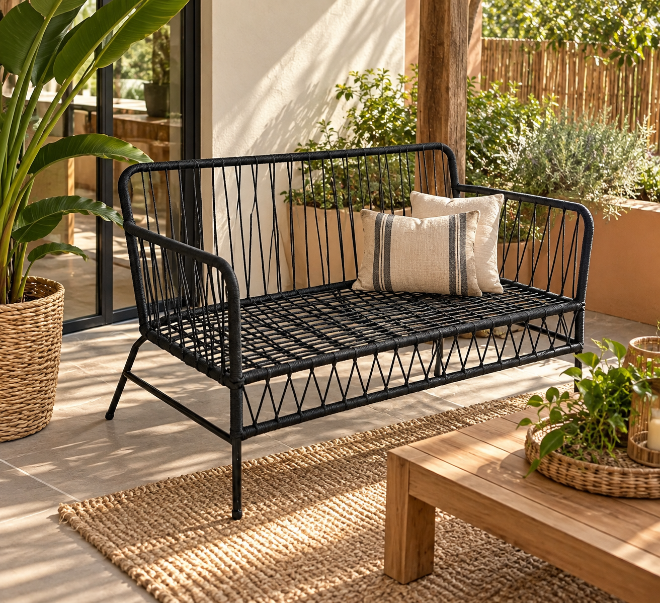 Sillón Dante Doble – Caño y Tejido Yute | Basket Shop