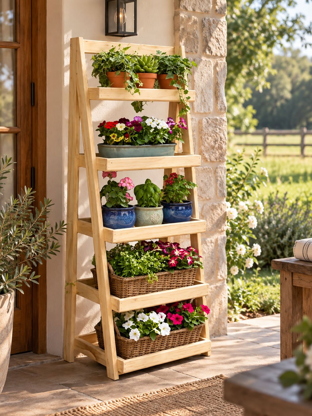 Organizador de Madera 5 Estantes Sin Pintar | Basket Shop