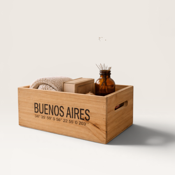 Caja de Madera Buenos Aires Mediana Natural | Basket Shop