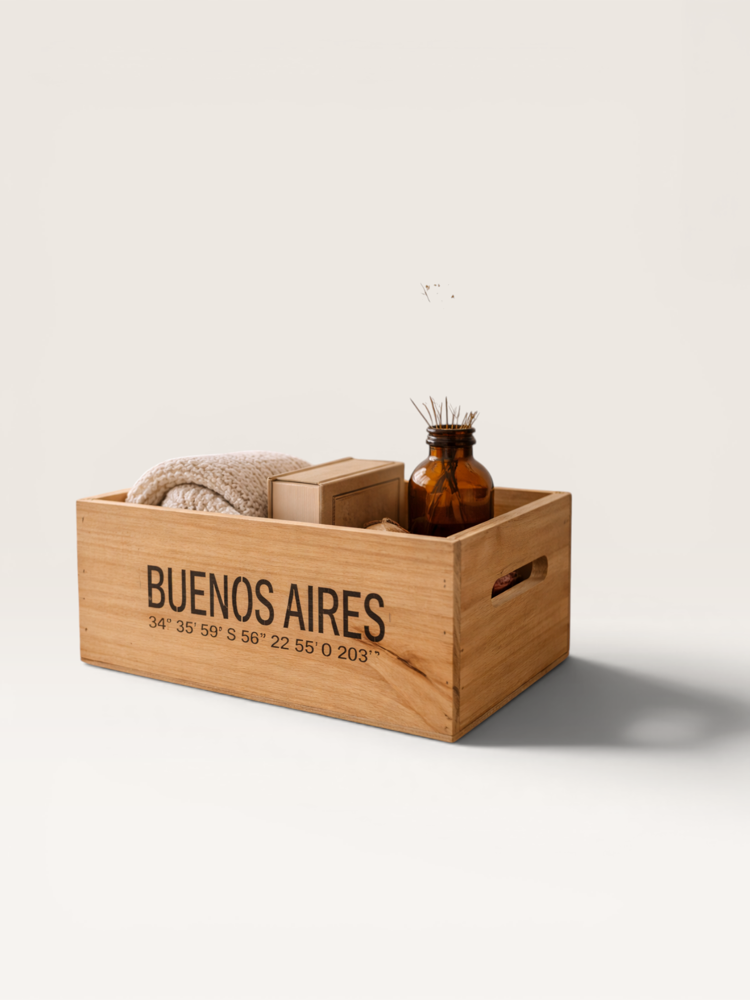 Caja de Madera Buenos Aires Mediana Natural | Basket Shop