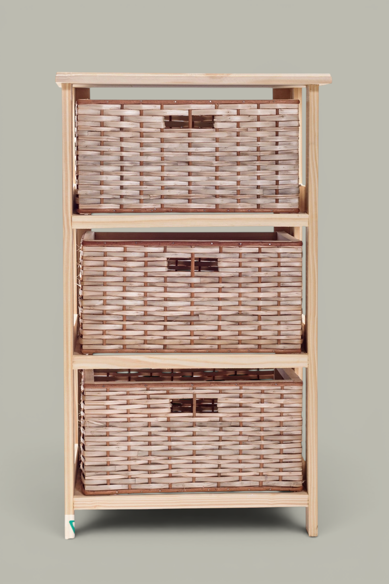 Cajonera Mini Pino con Cajones de Mimbre | Basket Shop