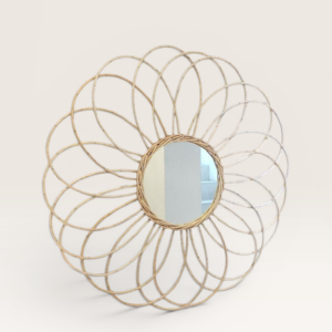 Espejo Flor Chico Mimbre 40 cm | Basket Shop