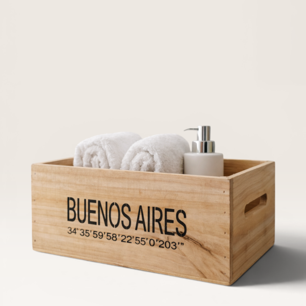 Caja de Madera Buenos Aires Chica Natural 20 cm | Basket