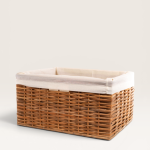 Canasto de Mimbre con Tela Cruda 30x20 cm | Basket Shop
