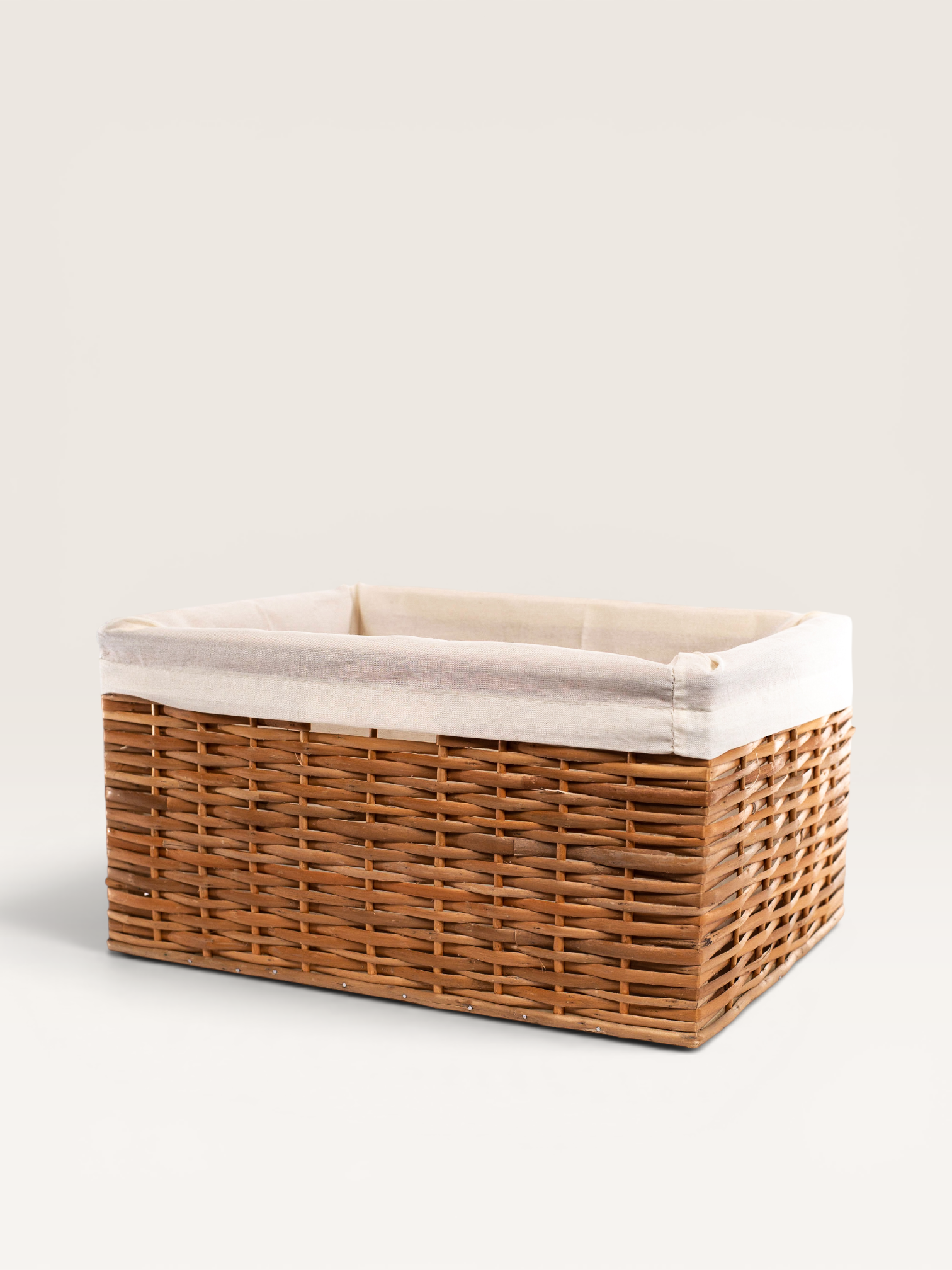 Canasto de Mimbre con Tela Cruda 30×20 cm | Basket Shop