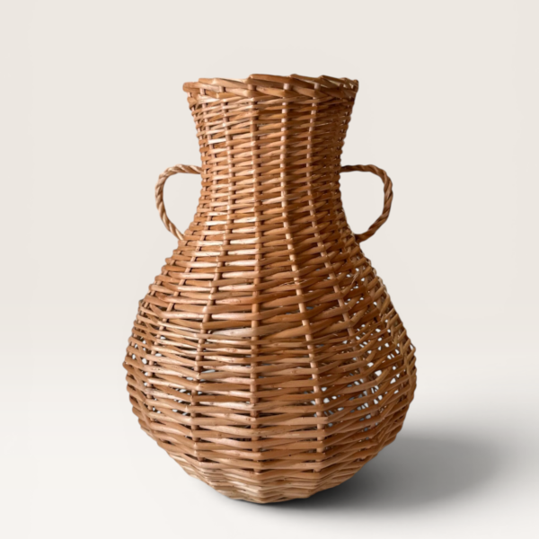 Ánfora Bombe Mimbre 25 cm con 2 Manijas | Basket Shop