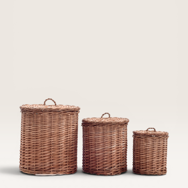 Tacho con Tapa Chico 20x20 cm Mimbre | Basket Shop