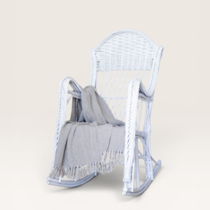 Sillón Mecedor Mimbre Pintado Blanco | Basket Shop