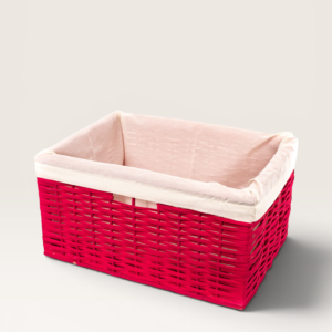 Canasto Mimbre Pintado con Tela 40x30x20 | Basket Shop