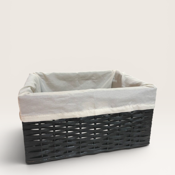 Canasto Mimbre Negro 40x30 cm con Tela | Basket Shop