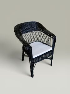 Sillón Mimbre Pintado Negro – Sin Placa | Basket Shop