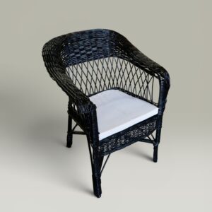 Sillón Mimbre Pintado Negro – Sin Placa | Basket Shop
