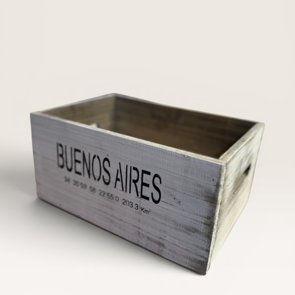 Caja de Madera Buenos Aires Chica Blanca 20 cm | Basket
