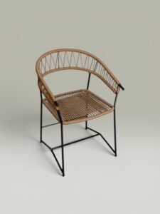 Sillón Curvo Marrón – Caño y Tejido Yute | Basket Shop