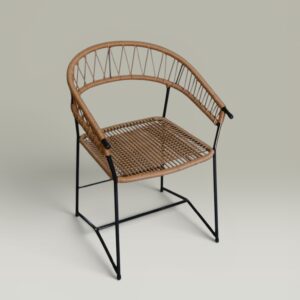 Sillón Curvo Marrón – Caño y Tejido Yute | Basket Shop