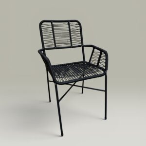 Sillón Cirilo Negro – Caño y Yute | Basket Shop