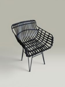 Sillón Coco Negro – Hierro y Mimbre Sintético | Basket