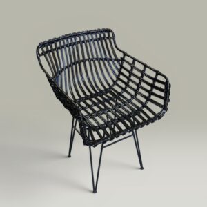 Sillón Coco Negro – Hierro y Mimbre Sintético | Basket
