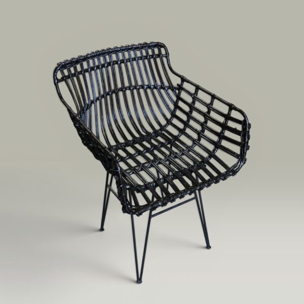 Sillón Coco Negro – Hierro y Mimbre Sintético | Basket
