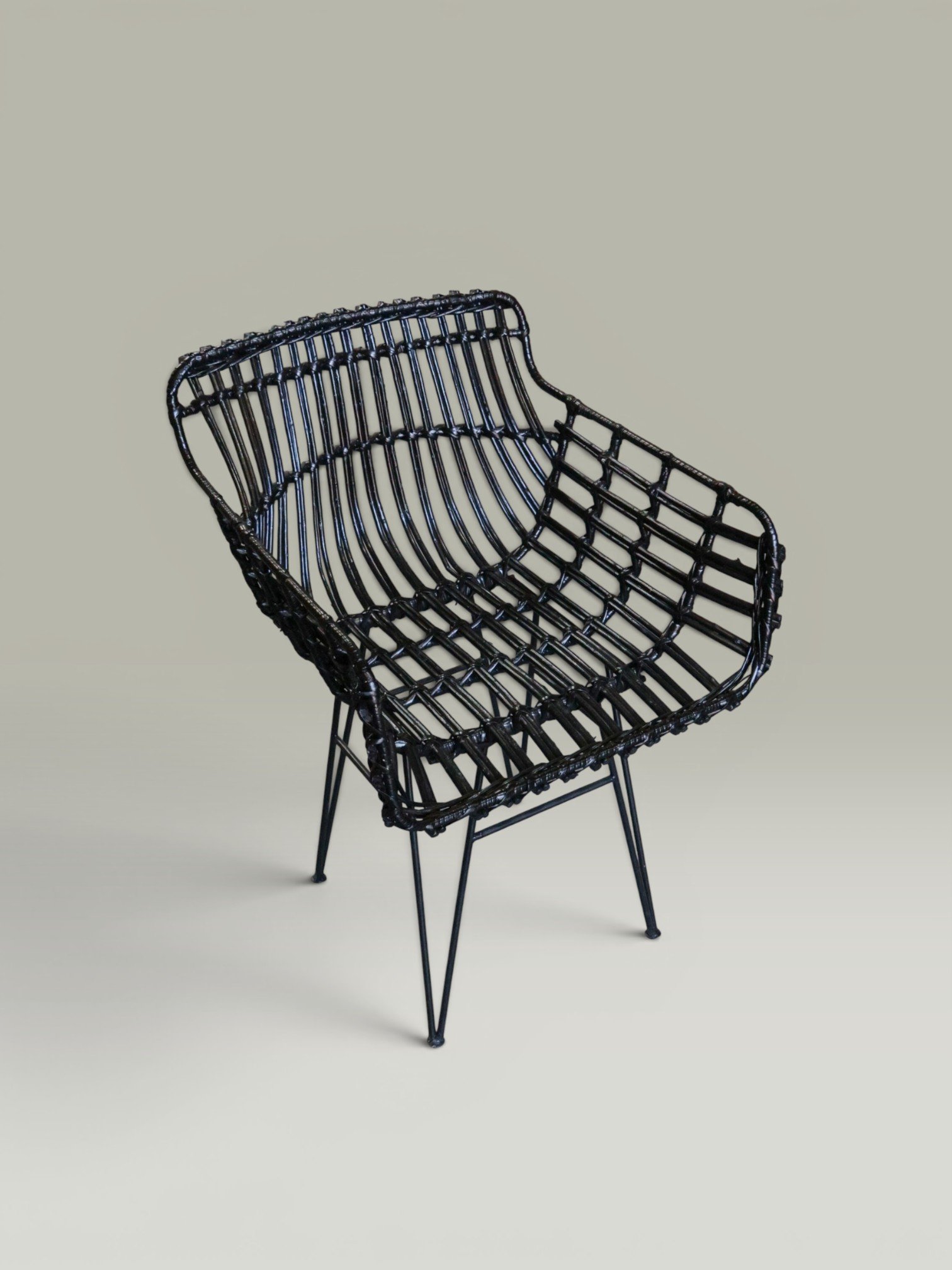 Sillón Coco Negro – Hierro y Mimbre Sintético | Basket