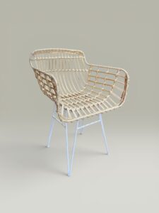Sillón Coco Patas Blancas – Hierro y Mimbre | Basket Shop