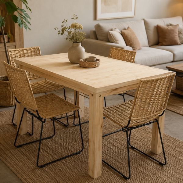 Mesa de Comedor 1.00 m Pino Natural | Basket